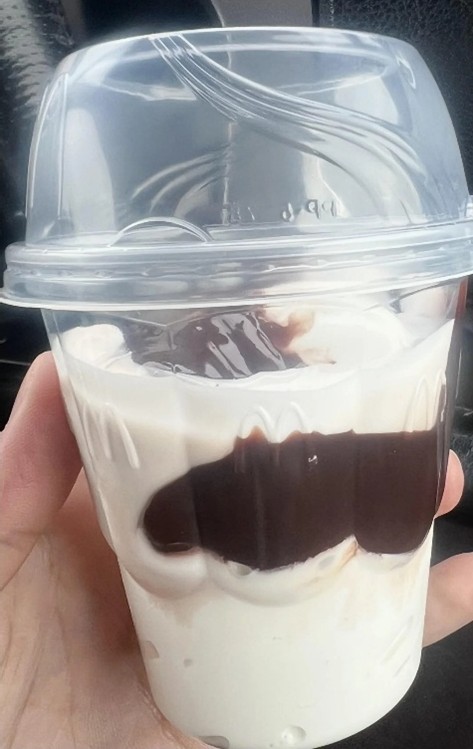 Another McDonald's Hot Fudge Sundae from 2025 showing even smaller portion